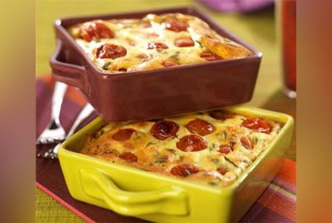 Clafoutis au chèvre et tomates cerise