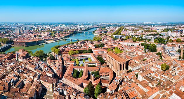 La ville de Toulouse vue du ciel.