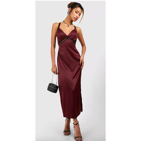 Boohoo robe bordeaux sale