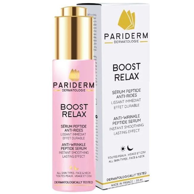 Le sérum Peptides Anti-Rides Boost Relax de Pariderm Dermatologie meilleur sérum anti rides en pharmacie en 2026.