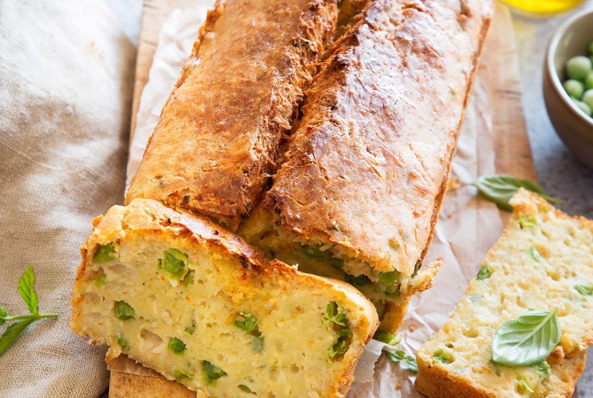 Cake au crabe et petit pois