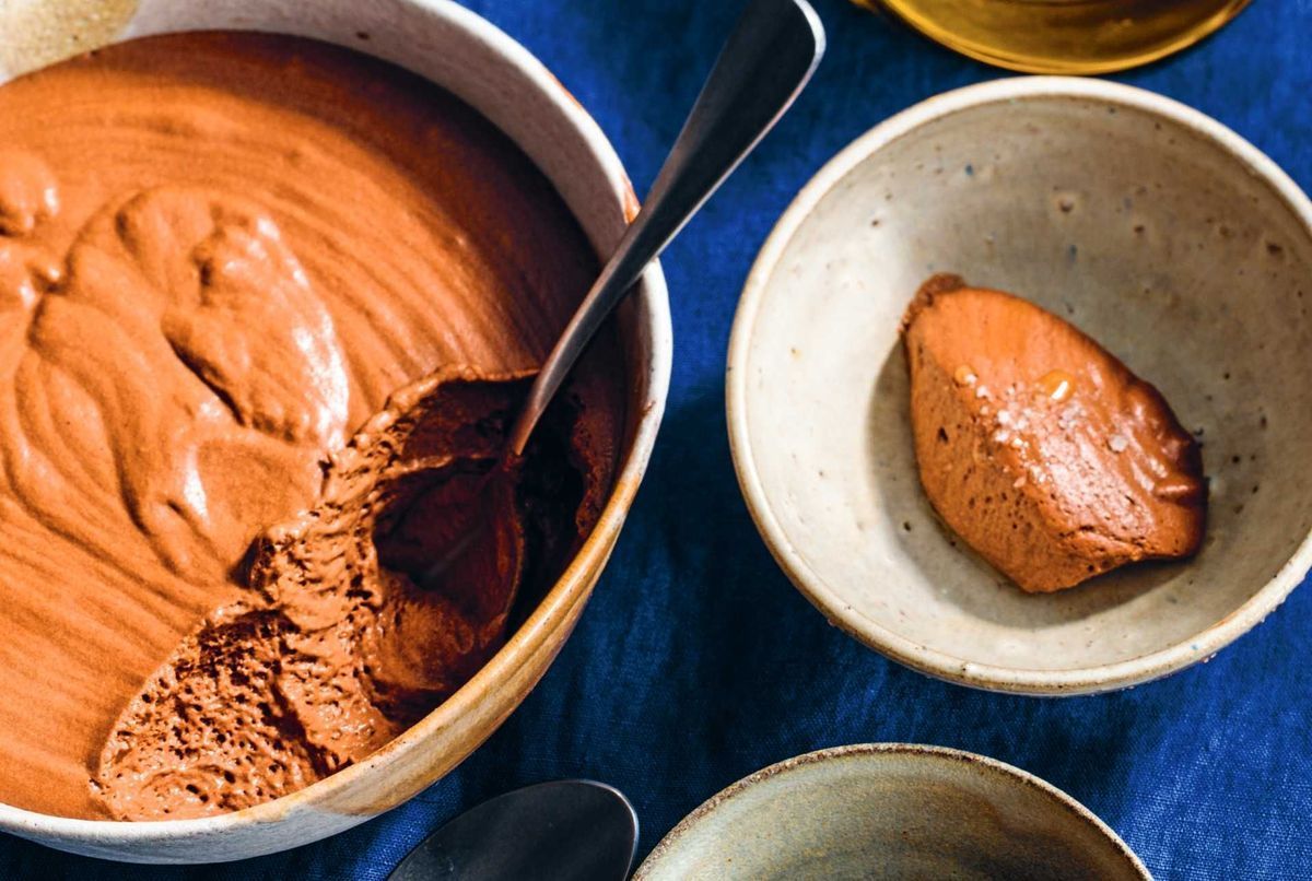 Mousse au chocolat, huile d’olive et fleur de sel