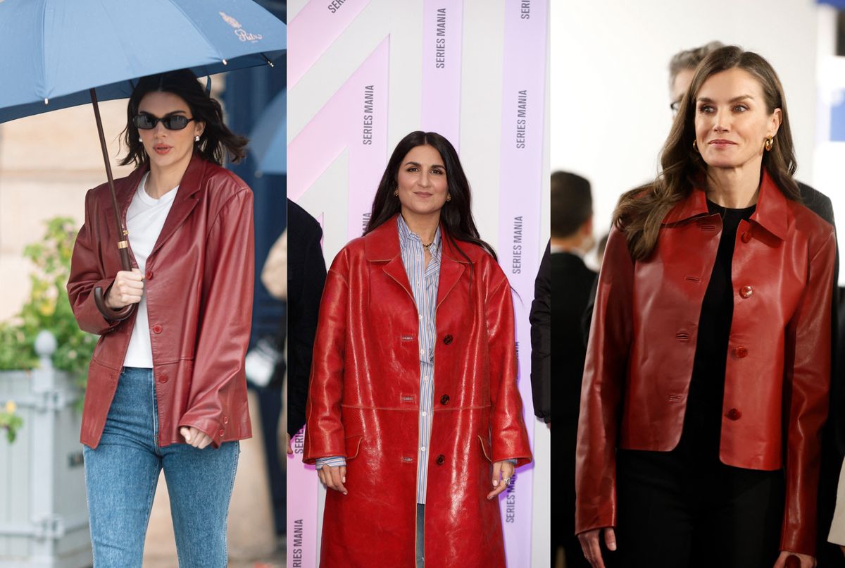 Kendall Jenner, Géraldine Nakache, Letizia d’Espagne : les stars confirment le retour de la veste en cuir rouge ce printemps
