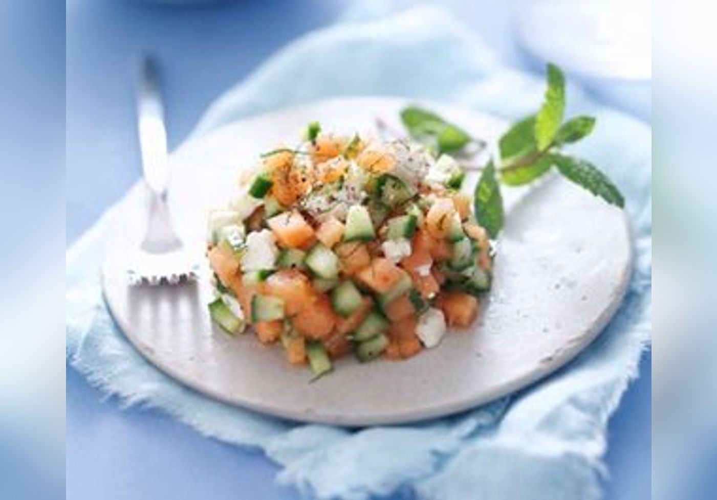 Tartare De Melon Feta Concombre Et Menthe Tartare de melon jaune, feta, concombre et menthe