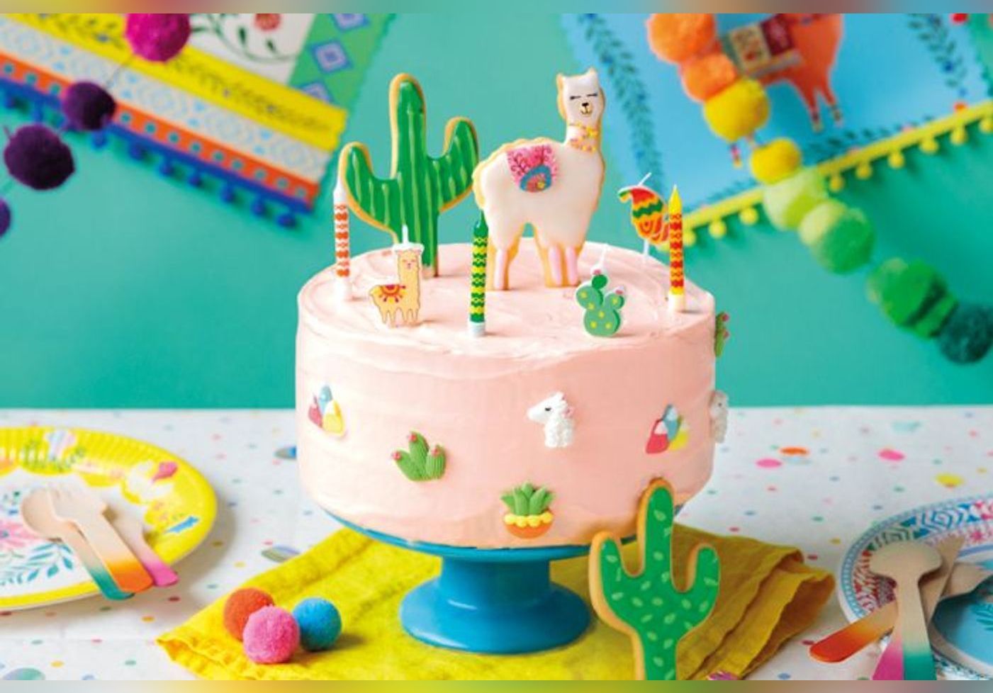 Regendeko Lot de 10 décorations de gâteau d'anniversaire en forme de cactus alpaga 