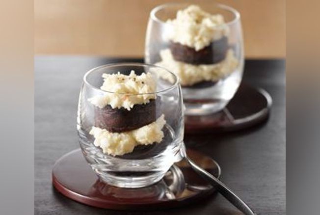 Crèmes de céleri et boudin noir en verrine