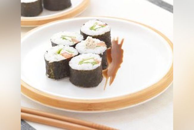 Maki de saumon et pois mange-tout au Boursin