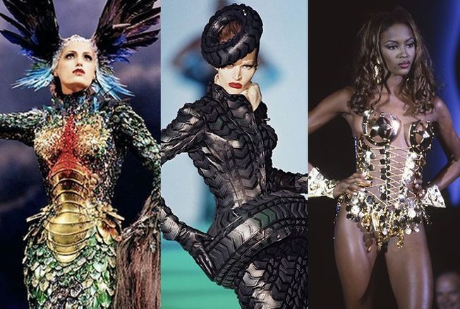 Thierry Mugler : robe-pneu, corset en or, fourreau en écailles... Ses 10 créations les plus spectaculaires en photos