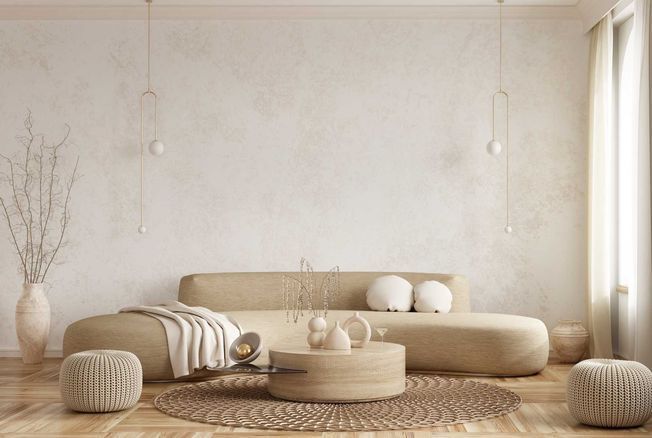 Soldes - Chaise haute en tissu lin beige et frêne -Ariane - Interior's
